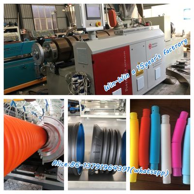 Línea de extrusión de tornillo doble simple para tubo corrugado de PVC de HDPE de plástico PPR